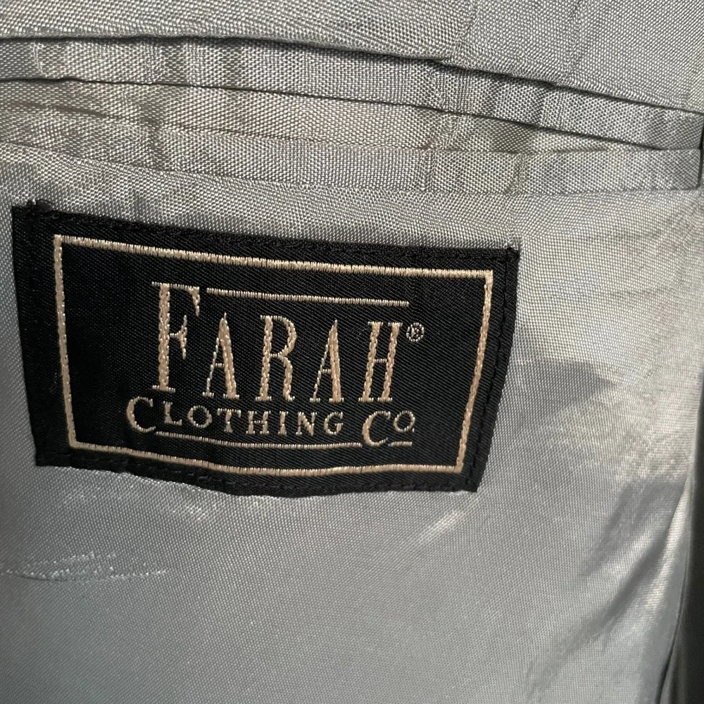 Farah Clothing Co Men's Herringbone Tweed‎ Blazer Sport Coat 100% Wool 42R Grey